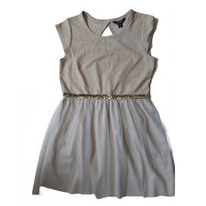 Beige Dress with Gold Belt